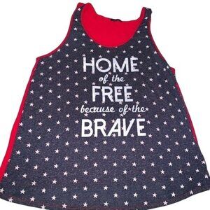 Patriotic Sleeveless Tank Top "Home Of The Free Because Of The Brave" By Sweet C